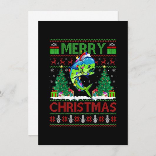 Mahi Mahi Fish Lover Xmas Tree Santa Mahi Mahi Chr 招待状 (正面/裏面)