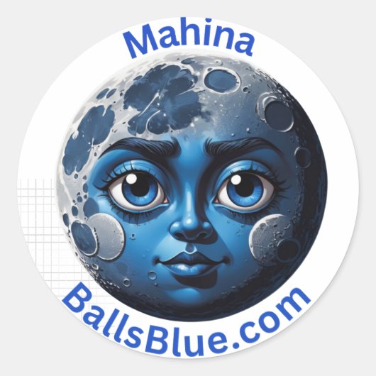 Mahina (Moon)ステッカー – BallsBlue Collection ラウンドシール (正面)