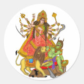 Mahishasur Mardini Durga Stickers ラウンドシール (正面)