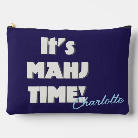 Mahj Mahjong Navy Blue Quote Personalized Name アクセサリーポーチ (正面)