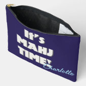 Mahj Mahjong Navy Blue Quote Personalized Name アクセサリーポーチ (見開き)