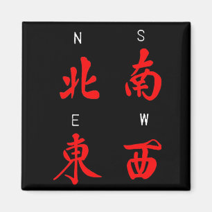 Mahjongの風、名誉のスーツ、北、南、東の、西の(c) マグネット