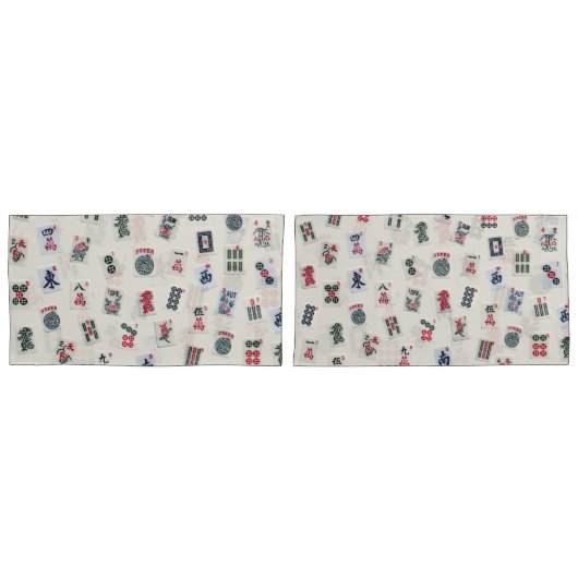 MahJongゲームタイルシンボルデザイン 枕カバー (正面-セット)