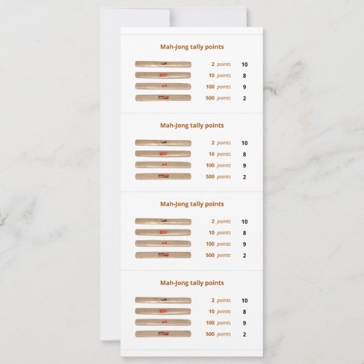 MahJong検数はカード- 1 --を指します 招待状 (正面)