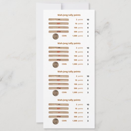 MahJong検数はカード- 1 --を指します(硬貨と) 招待状 (裏面)