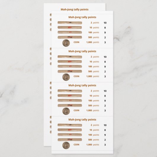 MahJong検数はカード- 1 --を指します(硬貨と) 招待状 (正面/裏面)