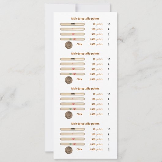 MahJong検数はカード- 3 --を指します(硬貨と) 招待状 (裏面)