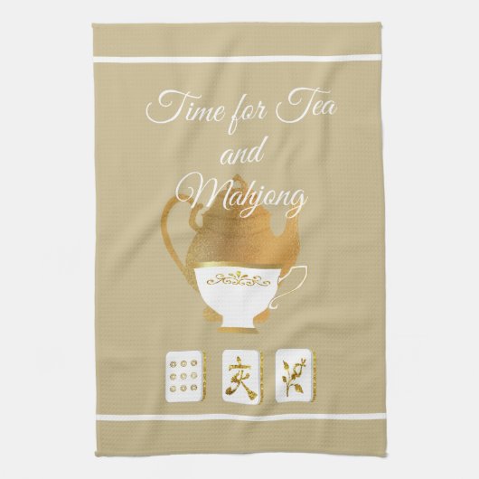 Mahjong and Teacup Kitchen Towels キッチンタオル (縦)
