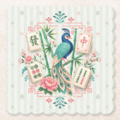Mahjong Bird Floral Coaster Elegant ペーパーコースター (正面)