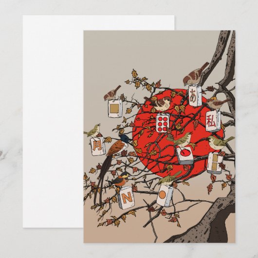 Mahjong Birds Game 招待状 (正面/裏面)