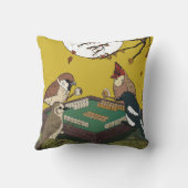 Mahjong birds playing Game  クッション (裏面)