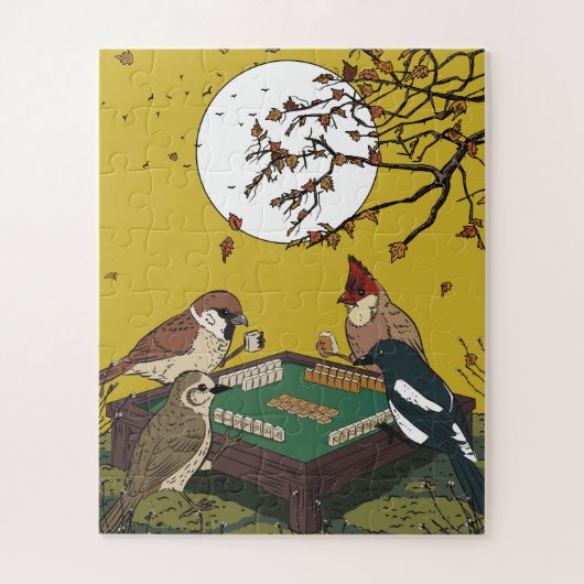 Mahjong birds playing Game  ジグソーパズル (縦)