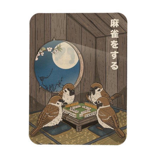 Mahjong birds playing Game  マグネット (縦)