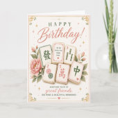 Mahjong Birthday Card Mah Jong Tiles カード (正面)