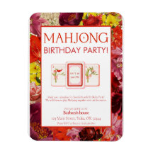 Mahjong Birthday Party Invitation, Floral