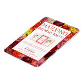 Mahjong Birthday Party Invitation, Floral マグネット (左側)