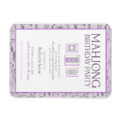 Mahjong Birthday Party Invitation, purple toile マグネット (横)