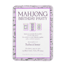 Mahjong Birthday Party Invitation, purple toile マグネット