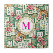 Mahjong Chinoiserie Floral Monogram Personalized タイル (正面)