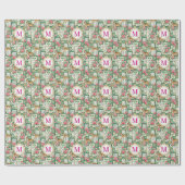 Mahjong Chinoiserie Floral Monogram Personalized ラッピングペーパー (フラット)