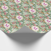 Mahjong Chinoiserie Floral Monogram Personalized ラッピングペーパー (角)