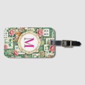 Mahjong Chinoiserie Floral Personalized Monogram ラゲッジタグ (正面横)