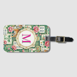 Mahjong Chinoiserie Floral Personalized Monogram ラゲッジタグ