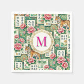 Mahjong Chinoiserie Tiger Monogram Personalized スタンダードカクテルナプキン (正面)