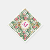 Mahjong Chinoiserie Tiger Monogram Personalized スタンダードカクテルナプキン (角)