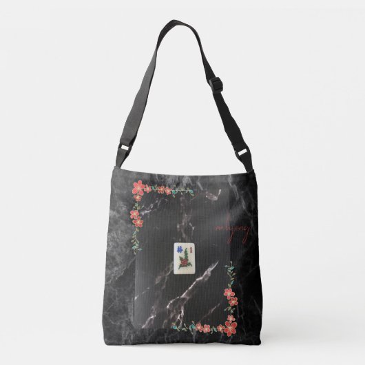 Mahjong Crossbody Bag Floral on Marble Design クロスボディバッグ (裏面)