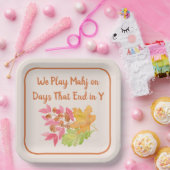 Mahjong Days End in Y Watercolor Autumn Leaves ペーパープレート (パーティー)