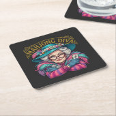 Mahjong Diva Funny Women's スクエアペーパーコースター (アングル)