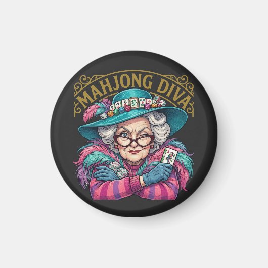 Mahjong Diva Funny Women's マグネット (正面)