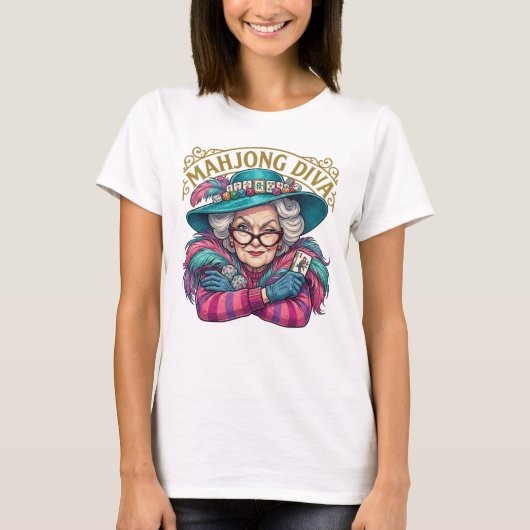 Mahjong Diva Funny Women's Tシャツ (正面)
