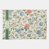 Mahjong Floral Tea Towel Personalized Hostess Gift キッチンタオル (横)