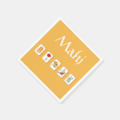 Mahjong Flower Tiles スタンダードカクテルナプキン (角)