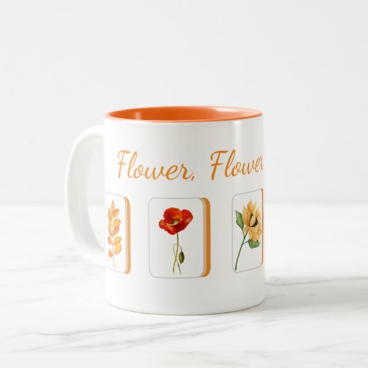 Mahjong Flower Tiles Mug ツートーンマグカップ (正面左)
