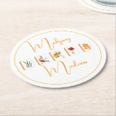 Mahjong Flower Tiles Paper Coaster ラウンドペーパーコースター (アングル)