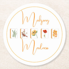 Mahjong Flower Tiles Paper Coaster ラウンドペーパーコースター