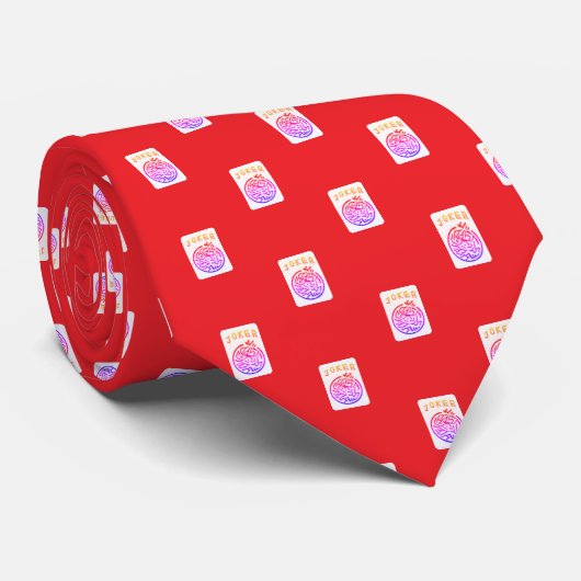 MahJong game symbol Joker on red tile ネクタイ (ロール)