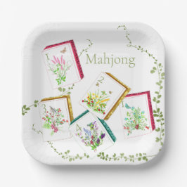Mahjong Glitter Tiles Paper Plate ペーパープレート