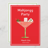 Mahjong Martini Cocktail Party Invitation 招待状 (正面/裏面)