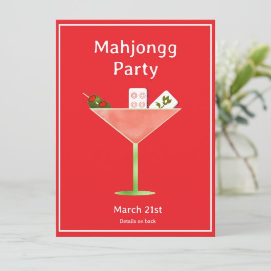 Mahjong Martini Cocktail Party Invitation 招待状 (スタンド正面)