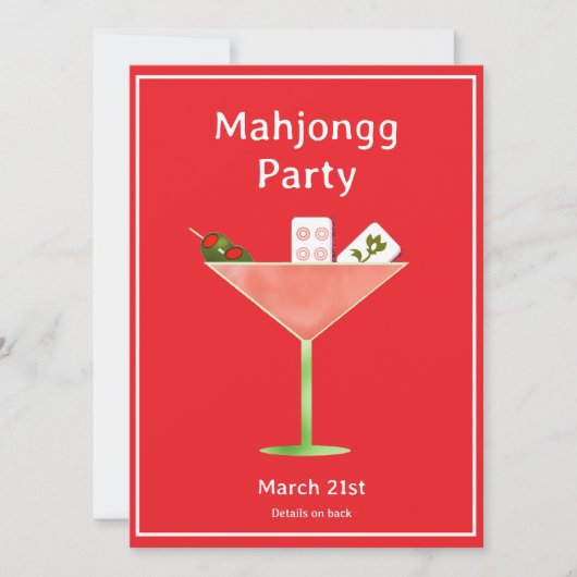 Mahjong Martini Cocktail Party Invitation 招待状 (正面)
