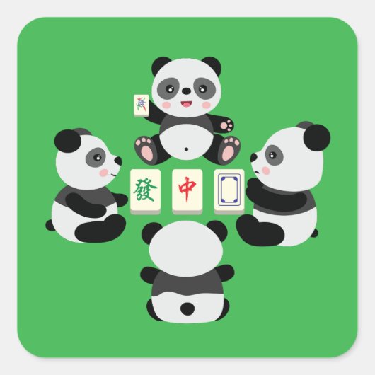 Mahjong Panda スクエアシール (正面)