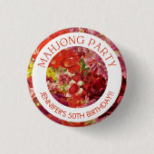 Mahjong Party Bold Floral Custom 缶バッジ (正面)