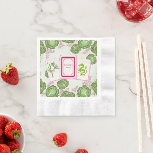 Mahjong Party, Cabbage and Mahjong Tile 縁ありカクテルナプキン (インサイチュ)