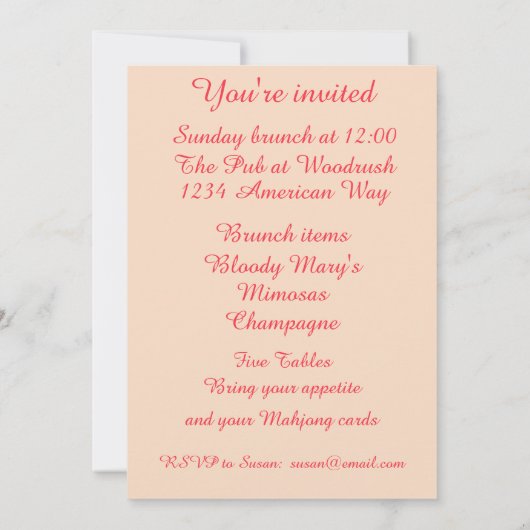 Mahjong Party Invitation 招待状 (裏面)