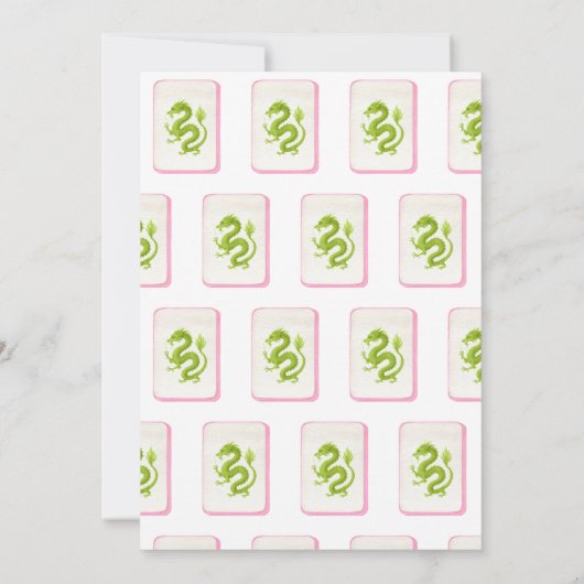 Mahjong Party Invitation, Cabbage and Pink 招待状 (裏面)