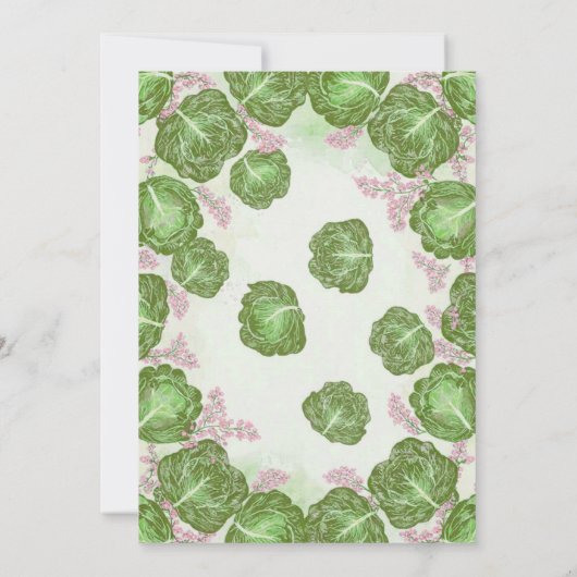 Mahjong Party Invitation, Cabbage and Pink 招待状 (裏面)